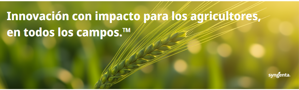 Texto sobre fondo verde: “Innovación con impacto para los agricultores, en todos los campos.”